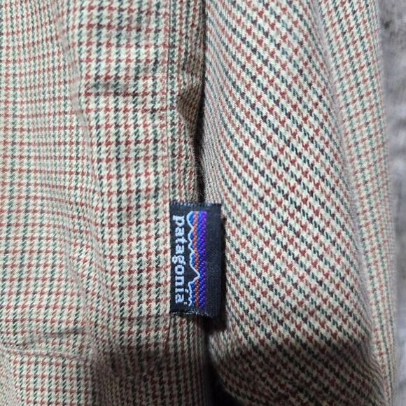 Patagonia Mens Plaid Vintage Button Down Shirt Brown Tan - Picture 2 of 5
